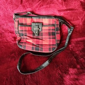 Red and black plaid pocketbook shoulder bag purse